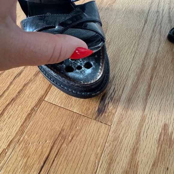 Donald J Pilsner Black Patent Leather Wedge Size 6M - Picture 6 of 7